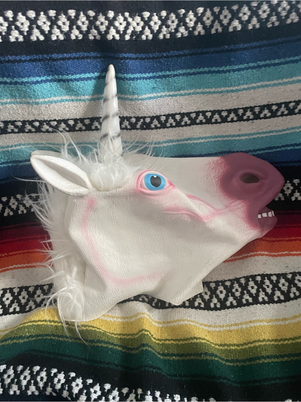 White Unicorn Mask with Pink Accents - Costume Accessory